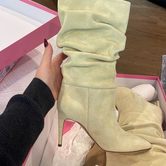 PARIS TEXAS Slouch 85 Suede Ankle Boots LIME YELLOW - Picture 4 of 9